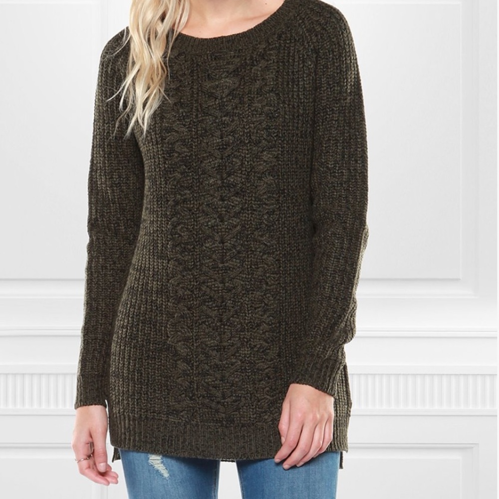 Devoted Forest Green & Black Chunky Cable Knit Sweater XS